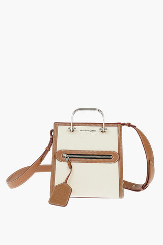 Leather Detail THE SHORT STORY Canvas Shoulder Bag