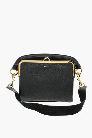 Textured Leather Detail Nappa Shoulder Bag