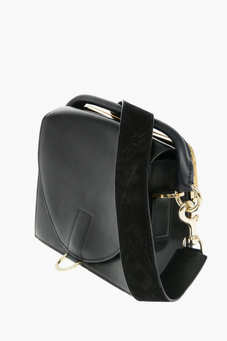 Textured Leather Detail Nappa Shoulder Bag