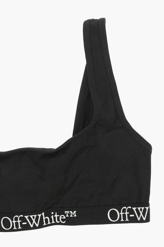 logo-printed fitted bra