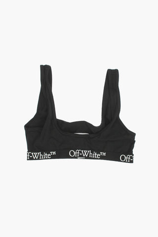logo-printed fitted bra