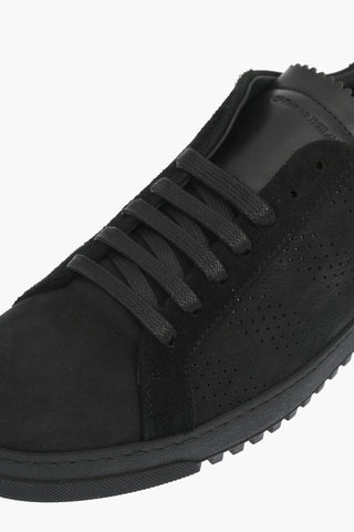 suede leather low-top sneakers