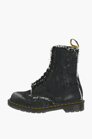 DR.MARTENS denim bleached combat boots