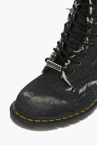 DR.MARTENS denim bleached combat boots