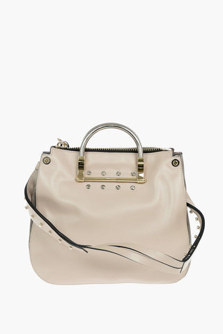 Borsa a Spalla in Pelle con Inserti in Suede