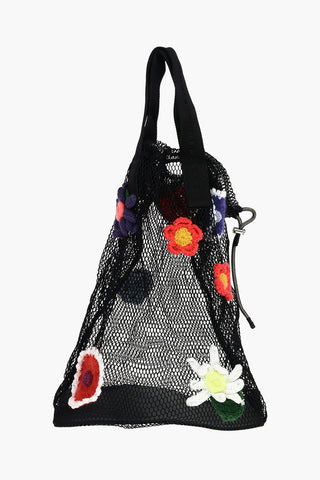 Wool Patches FLORAL Mesh Shoulder Bag
