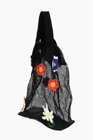 Wool Patches FLORAL Mesh Shoulder Bag
