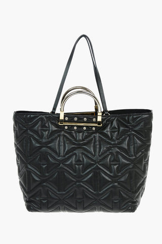 Borsa Tote in Pelle Trapuntata con Manici in Metallo