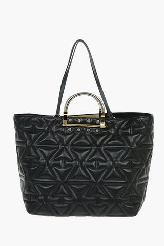 Borsa Tote in Pelle Trapuntata con Manici in Metallo
