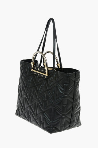 Borsa Tote in Pelle Trapuntata con Manici in Metallo