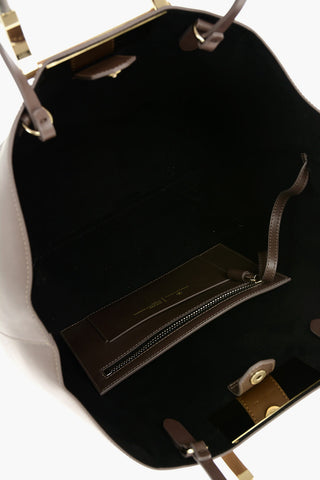 Metal Handle Leather Tote Bag
