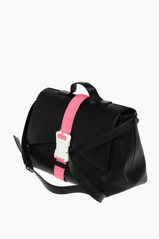 Leather Satchel Bag SAFETY BUCKLE with Adjustable Shoulder Strap