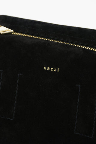 Borsa a Spalla in Suede con Portaspiccioli Laterali