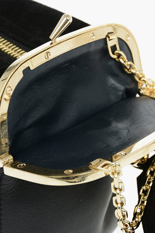 Borsa a Spalla in Suede con Portaspiccioli Laterali