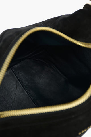 Borsa a Spalla in Suede con Portaspiccioli Laterali