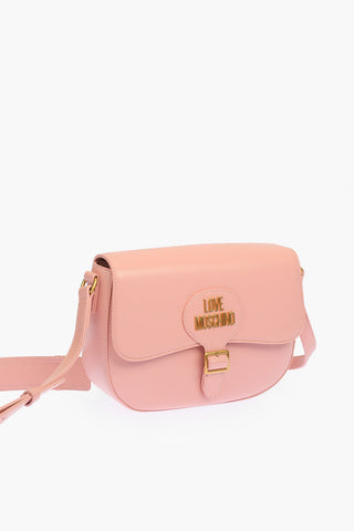 LOVE faux leather crossbody saddle bag with golden logo