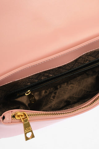 LOVE faux leather crossbody saddle bag with golden logo
