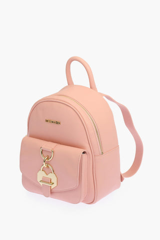 LOVE solid color faux leather backpack with golden details
