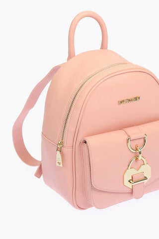 LOVE solid color faux leather backpack with golden details