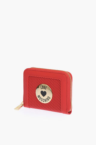 LOVE perforated detail faux leather wallet