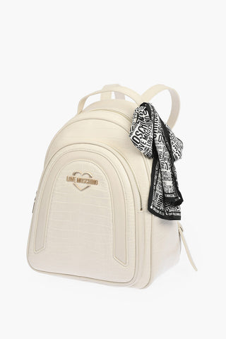 LOVE crocodile effect faux leather backpack with Neckerchief