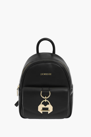 LOVE solid color faux leather backpack with golden details
