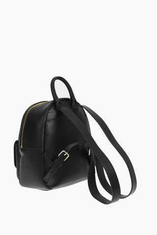 LOVE solid color faux leather backpack with golden details