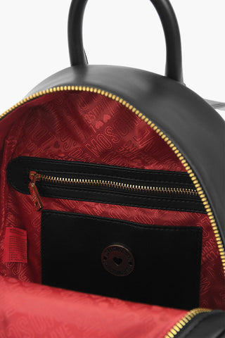 LOVE solid color faux leather backpack with golden details