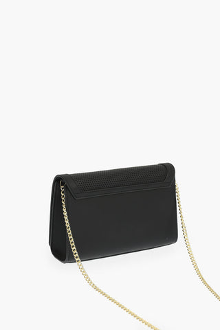 LOVE perforated detail faux leather crossbody bag