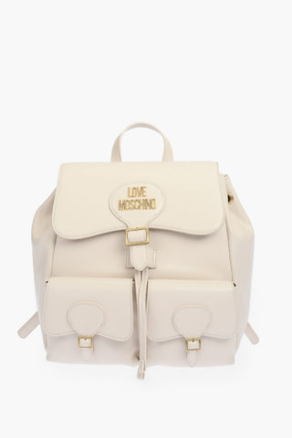 LOVE faux leather multi-pocket backpack with golden details