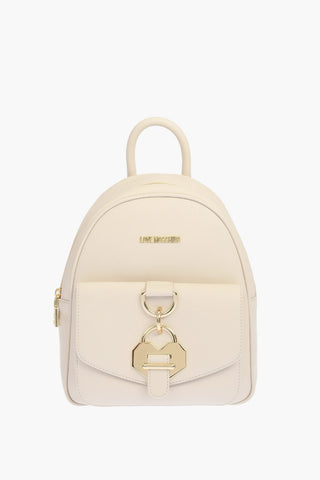 LOVE solid color faux leather backpack with golden details