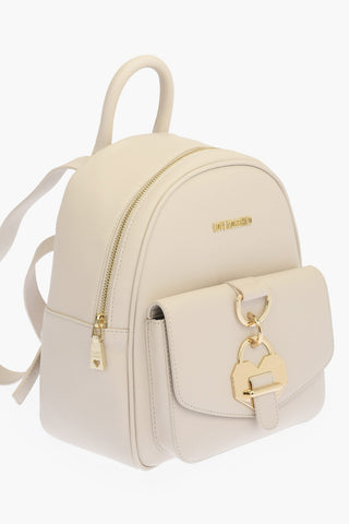 LOVE solid color faux leather backpack with golden details