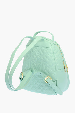 LOVE solid color quilted faux leather backpack
