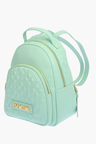 LOVE solid color quilted faux leather backpack