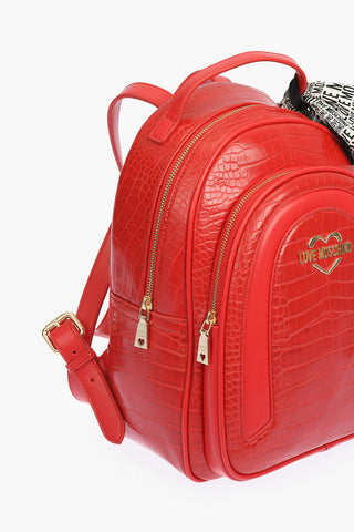 LOVE  crocodile effect faux leather backpack with Neckerchief