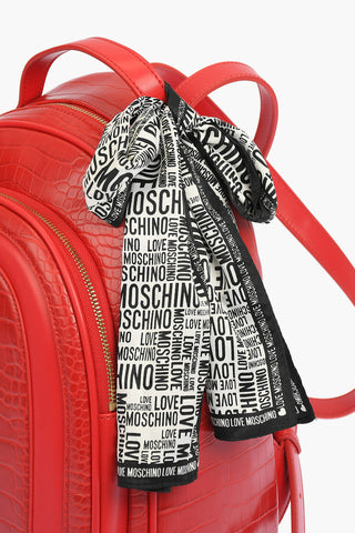 LOVE  crocodile effect faux leather backpack with Neckerchief