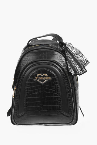 LOVE crocodile effect faux leather backpack with Neckerchief