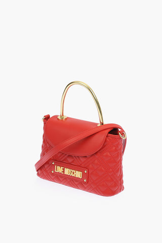 LOVE mini borsa a mano trapuntata in ecopelle con tracolla removibile