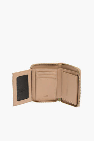LOVE perforated faux leather wallet with golden zip closure