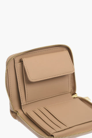 LOVE perforated faux leather wallet with golden zip closure