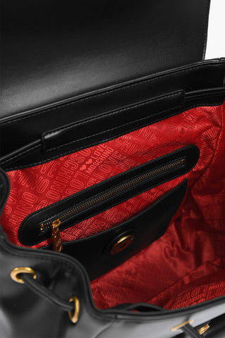 LOVE faux leather multi-pocket backpack with golden details
