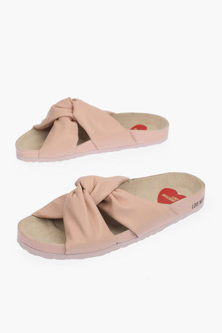 LOVE knotted design leather BIRKI30 pool sliders