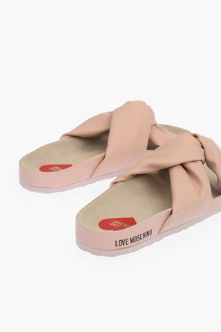 LOVE knotted design leather BIRKI30 pool sliders