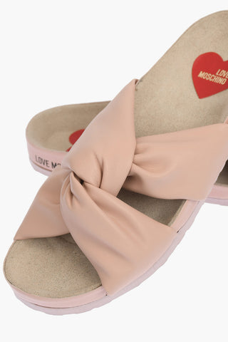 LOVE knotted design leather BIRKI30 pool sliders