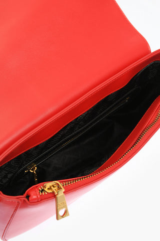 LOVE solid color faux leather saddle bag with embossed logo