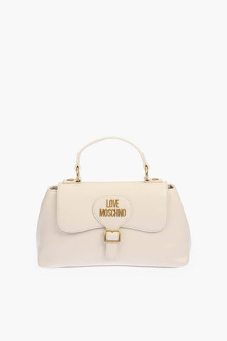 LOVE solid color faux leather handle bag with removable shoulder strap