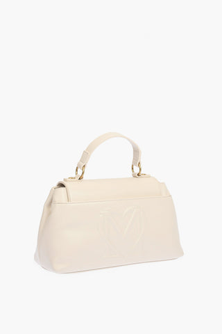 LOVE solid color faux leather handle bag with removable shoulder strap