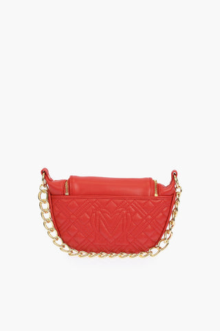 LOVE quilted faux leather shoulder bag with golden chain