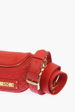 LOVE quilted faux leather shoulder bag with golden chain