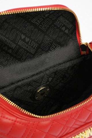 LOVE quilted faux leather shoulder bag with golden chain